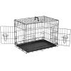 Dog Crate with Divider Panel,42 Inch Double Door Folding Metal Wire Dog Cage with Plastic Leak-Proof Pan Tray, Pet Kennel for Indoor