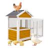 Large outdoor chicken coop Wooden chicken coop, duck coop with nest box, bird cage, rabbit cage - waterproof PVC board ( yellow brown gradient 80°)