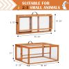 Folding Rabbit Cage, Outdoor Chicken Coop with Run, Wooden Poultry Hutch Playpen, Orange