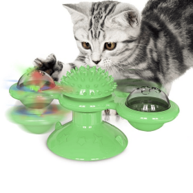 Windmill Cat Toy Interactive Pet Toys for Cats Puzzle Cat Game Toy With Whirligig Turntable for Kitten Brush Teeth Pet Supplies (Color: C)