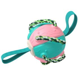 Dog Soccer Ball Interactive Pet Toys Foldable Ball Molar Toy Outdoor Training Ball for Puppy Dog Chew Dog Accessories (Color: pink)