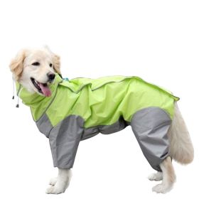 A Raincoat for all small and large dogs; Pet raincoat Medium large dog Golden hair Samo Alaska waterproof four foot raincoat Dog hooded raincoat (colour: Fluorescent green, size: 20)