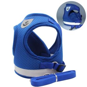 dog Harnesses and dog leash set; Pet Chest Strap Vest Dog Towing Rope Reflective Breathable Dog Rope Pet Supplies Wholesale (Specification (L * W): XL, colour: Blue)