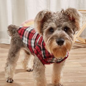 Pet Plaid Shirt For Small & Medium Dogs; Classic Dog Shirt Dog Polo T-Shirt; Pet Apparel (Color: Red, size: L)