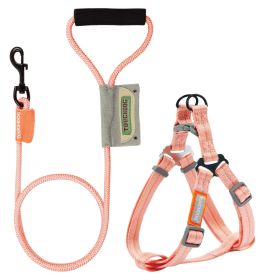 Touchdog 'Macaron' 2-in-1 Durable Nylon Dog Harness and Leash (Color: pink, size: large)