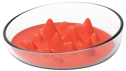 Pet Life 'Cirlicue' Mountain Shaped Modern Slow Feeding Pet Bowl (Color: orange)