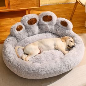 Kennel Warm Medium Large Dog Corgi Golden Retriever Bed Fleece-lined Sofa Mattress (Option: Light Gray-L Diameter 60cm)